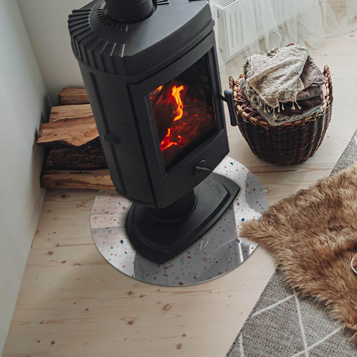 GLASPLATTE für Kamin Ø 50 cm - Weiß, Glas (50/50/0.4cm) - TULUP