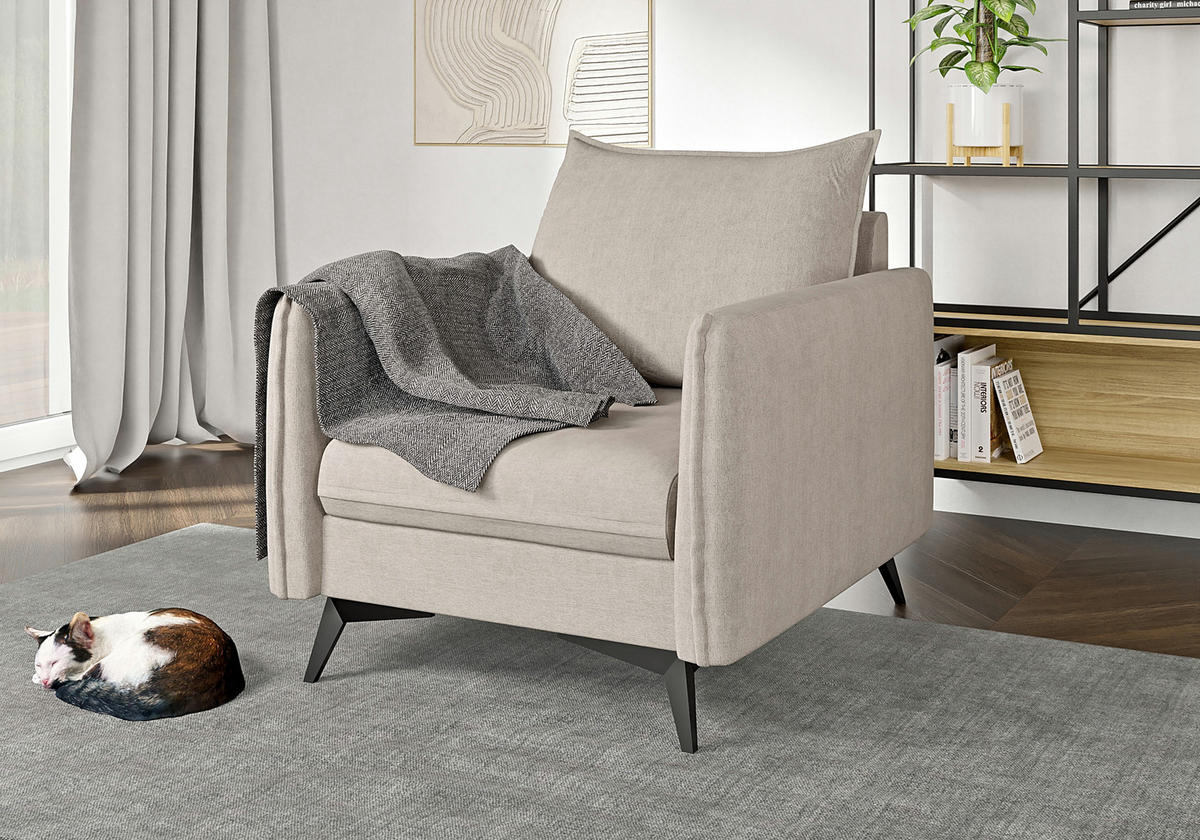 SESSEL Pulse Beige Luxusmicrofaser - Ecru/Beige, Holz/Textil (74/86/31cm) - S-Style Möbel