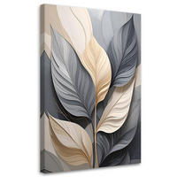 LEINWANDBILD, Dekorative Blätter in Grau- Beige- und Goldtönen - Grau, Textil (40/60cm) - Feeby