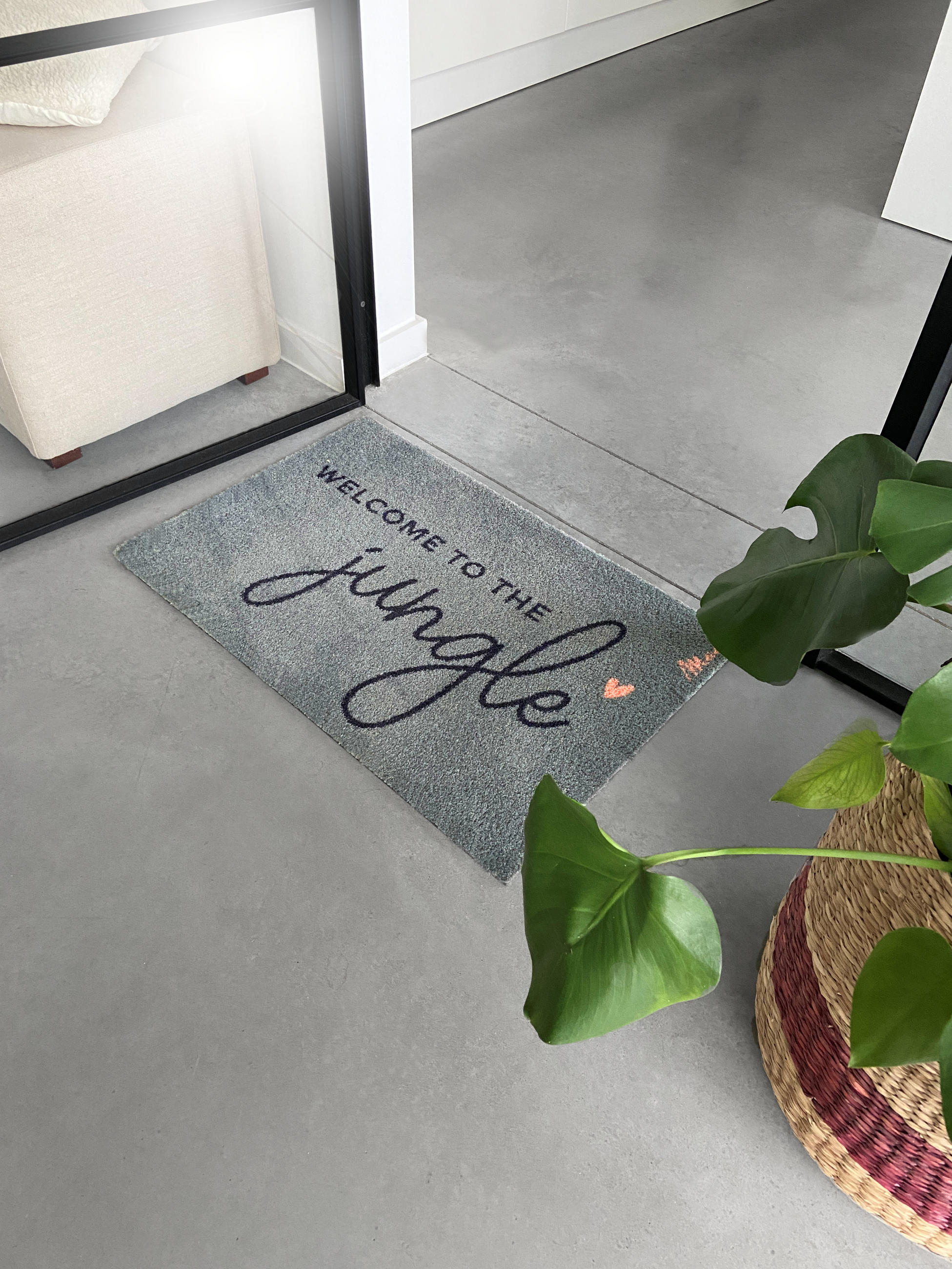 OUTDOOR FUßMATTE "Jojo" mit Spruch "welcome to the jungle" grün 50 x 75 cm - Dunkelgrün, Kunststoff/Textil (50/75cm) - MAD ABOUT MATS