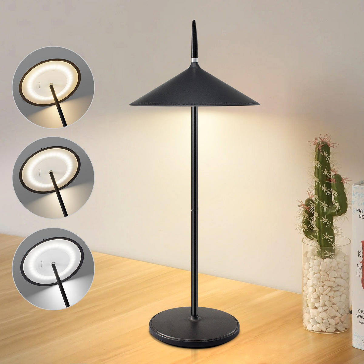 TISCHLEUCHTE Glanzhold 15.4/37.6/15.4 cm - Schwarz, Metall (15.4/15.4/37.6cm) - ZMH