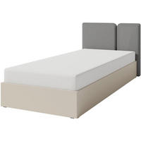 JUGENDBETT Lico mit Bettkasten, 90x200 cm, Sandbeige - Beige/Schwarz, Holzwerkstoff (90/200cm) - Beautysofa