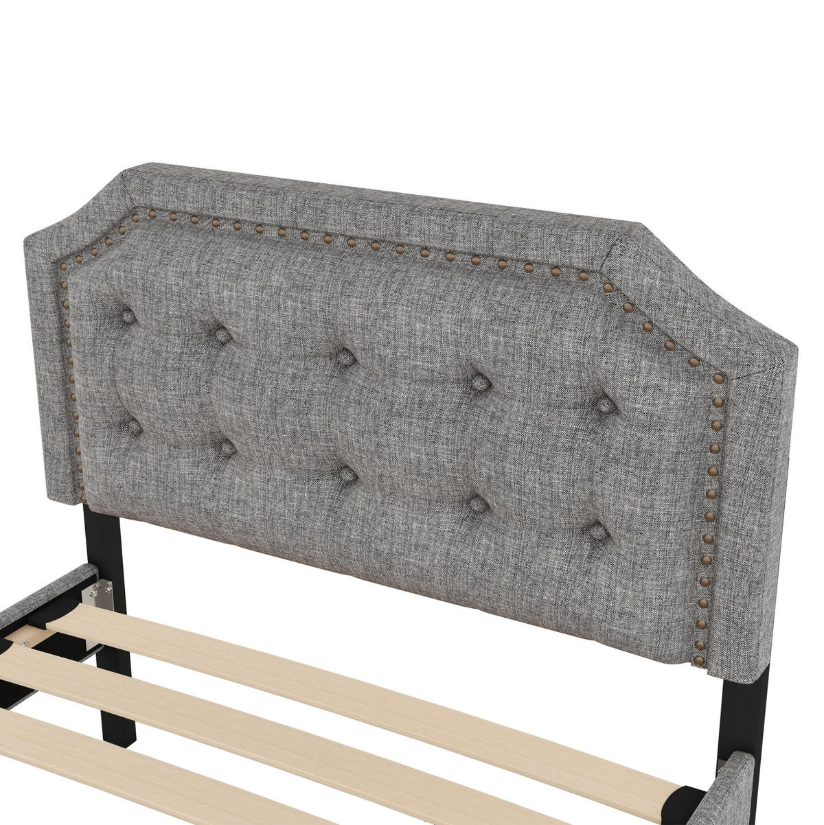 POLSTERBETT 90/200 cm mit Schubladen und gepolstertem Kopfteil in Grau - Grau, Textil (90/200cm) - BEAOK