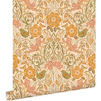 TAPETE Blumen und Vögel im Jugendstil 50 x 900 cm - Orange, Papier (50/900cm) - ESTAhome