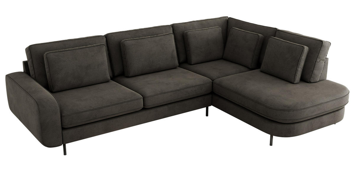 ROHOVÁ SEDAČKA CALENO L - Šedá Samet - Levá Strana - šedá/černá, kov/textil (317/225cm) - MKS
