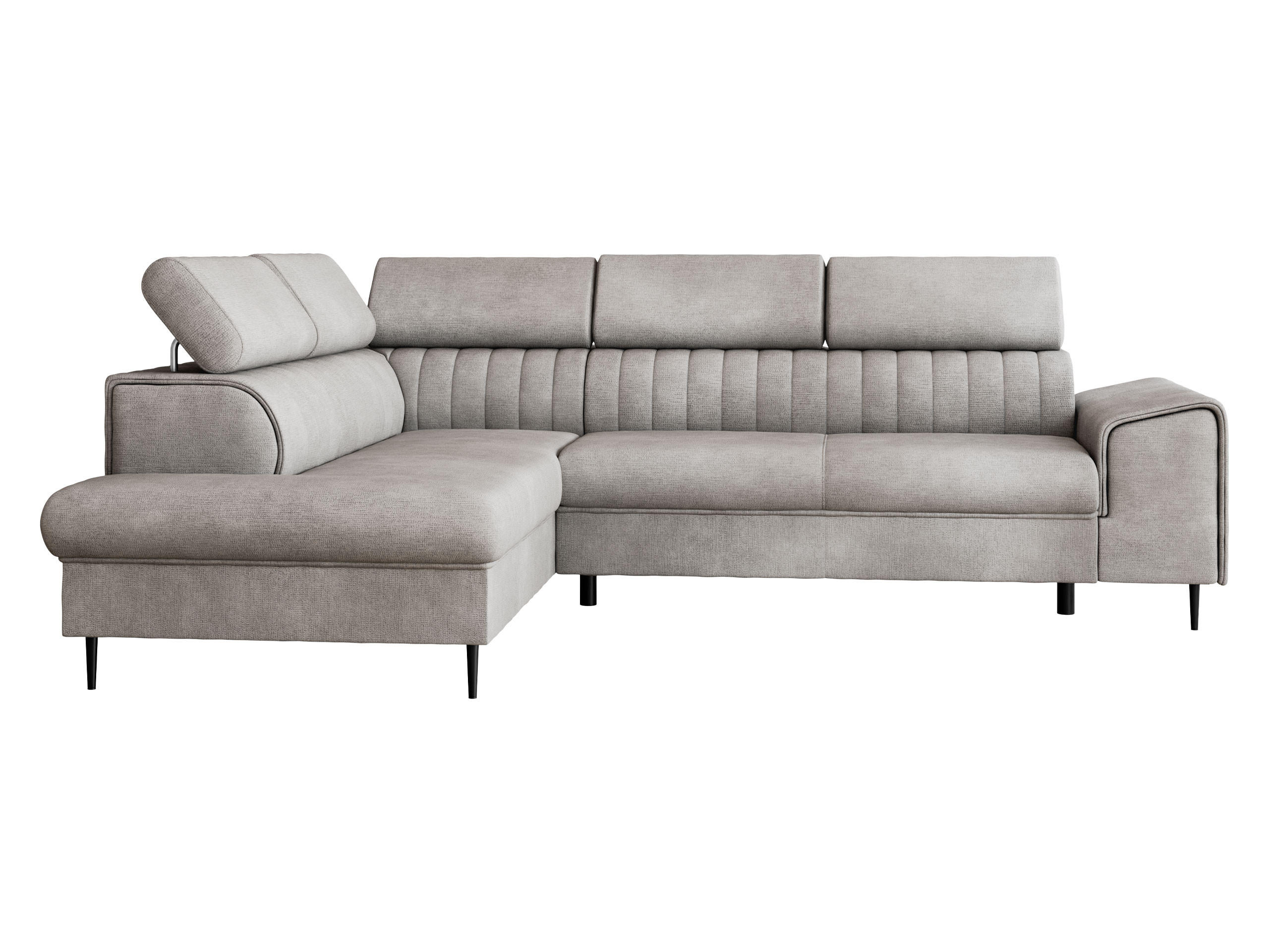 ECKSOFA Kadurin, Seite: Links - Greige/Schwarz, Holz/Kunststoff (276/206cm) - MIRJAN24