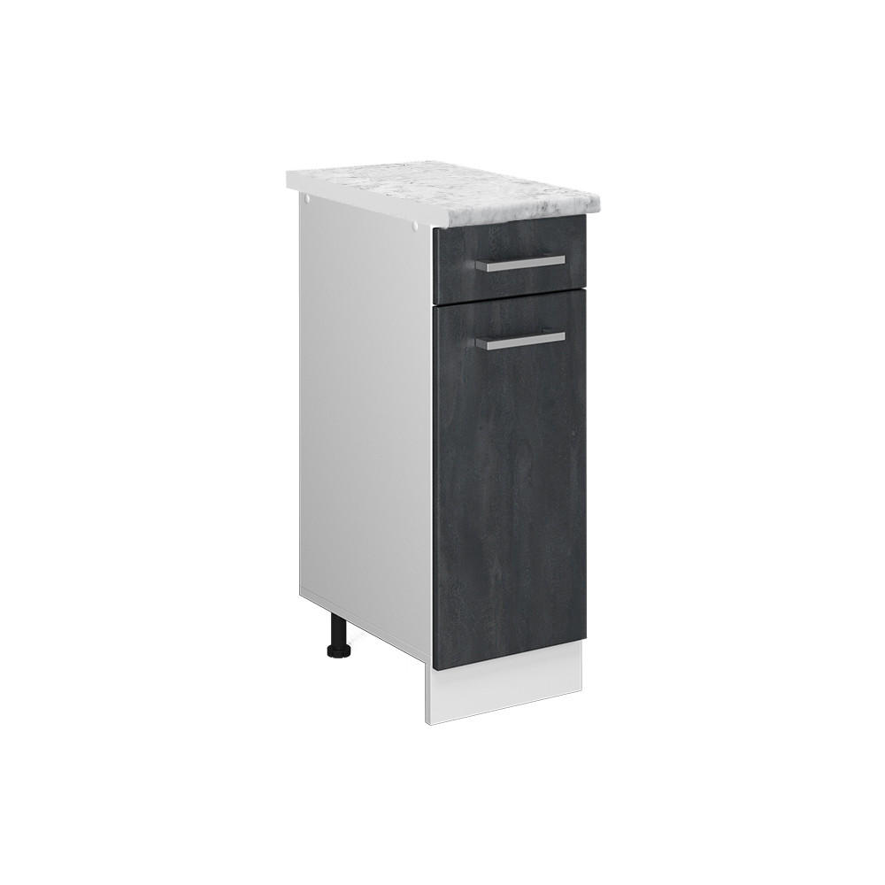 KÜCHENUNTERSCHRANK R-Line Schwarz Beton 30 cm AP Marmor - Schwarz/Weiß, Holzwerkstoff (30/81.6/60cm) - Vicco