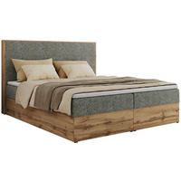 BOXBETT WOOD CLASSIC 140/200 - Grau Strukture - H4 - Grau, Textil (140/200cm) - MKS
