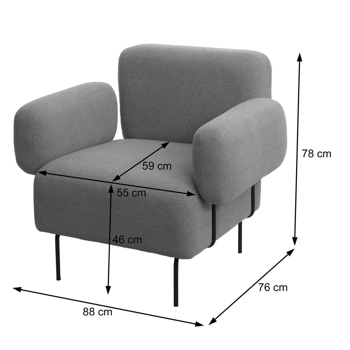 LOUNGE-SESSEL Grau - Grau, Textil (88/78/76cm) - MCW