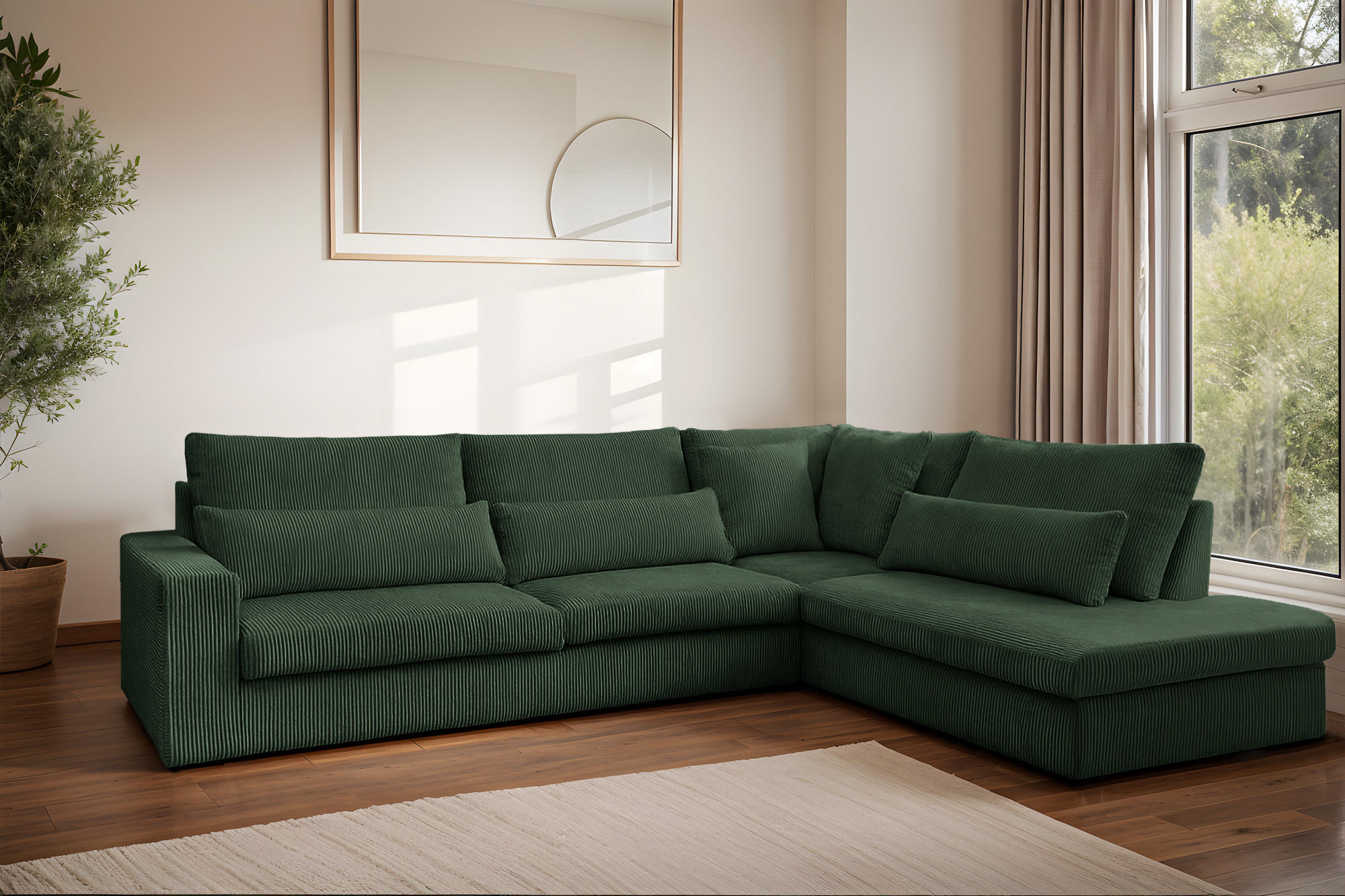 ECKSOFA L-Form SVEN Stoff Poso Grün Rechts - Grün, Textil (315/245cm) - Kaiser Möbel