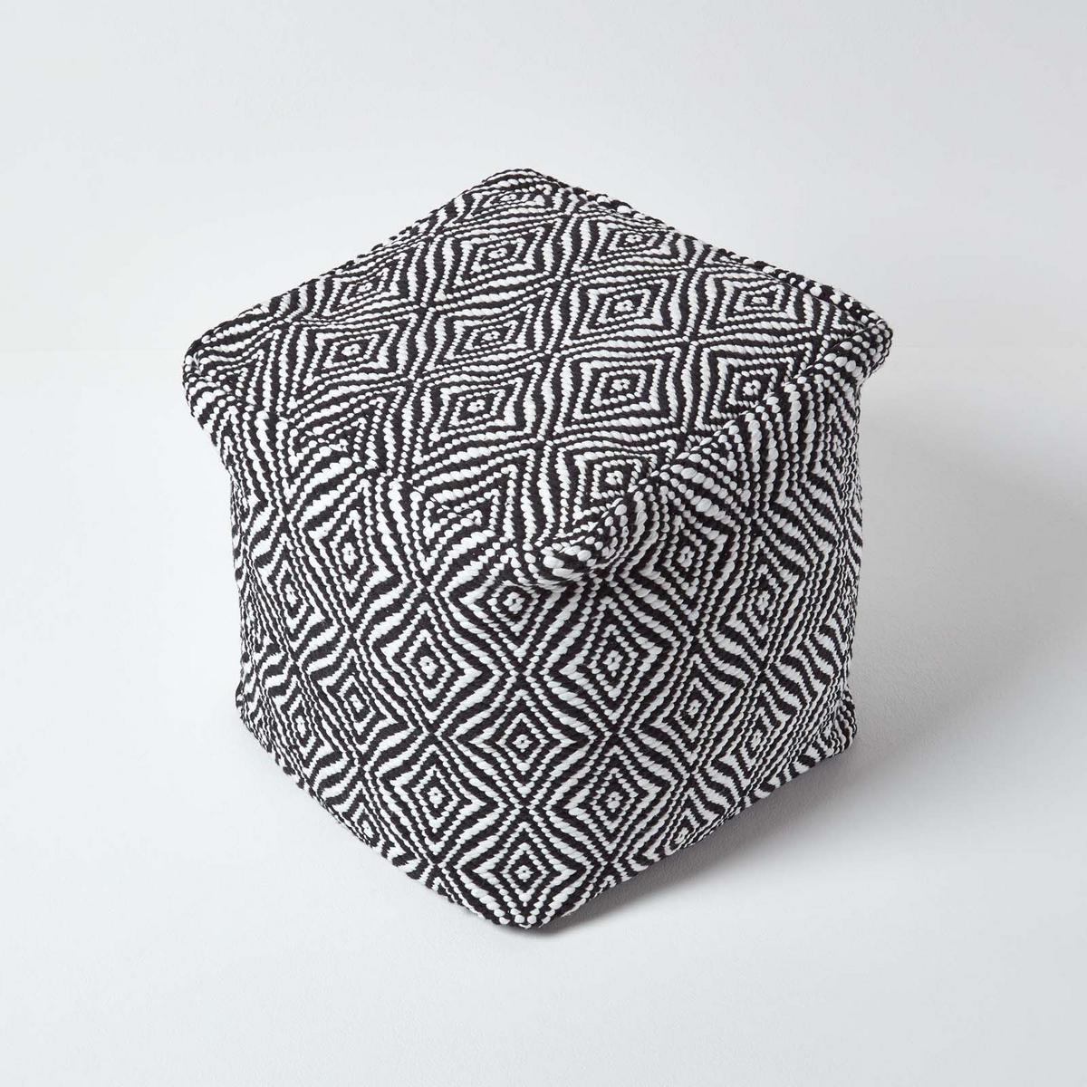 SITZWÜRFEL Trance schwarz-weiß gemustert, 40/40/40 cm - Schwarz, Textil (40/40/40cm) - Homescapes