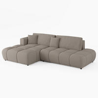 ECKSOFA BARI Links Beige Velours Easy Clean L-Form Couch mit Schlaffunktion & Bettkasten - Beige/Schwarz, Holz (170/280cm) - Barchello