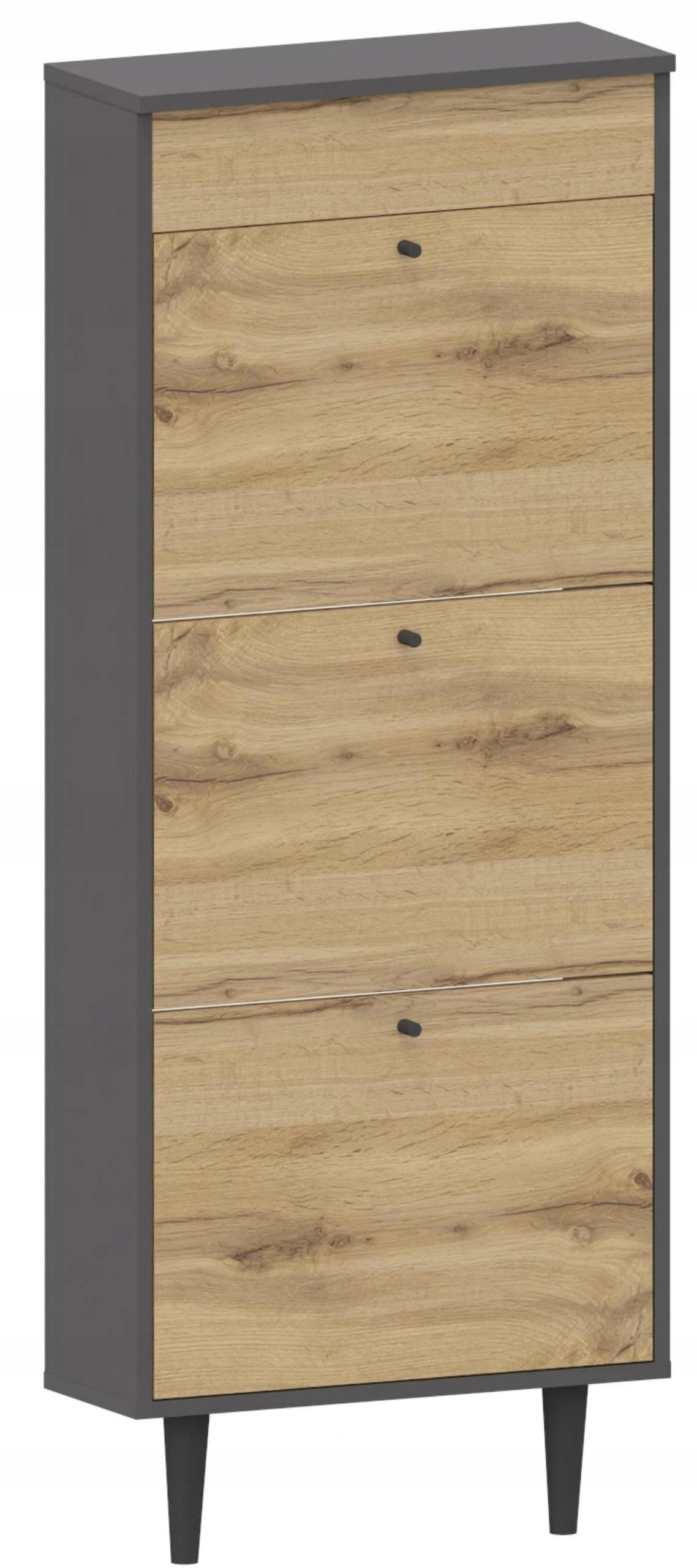 SCHUHSCHRANK Dotti 531 Anthrazit-Wotan Eiche 55/21/141 cm Wandmontage - Anthrazit/Eiche Wotan, Holzwerkstoff (55/141/21cm) - Matkam Möbel