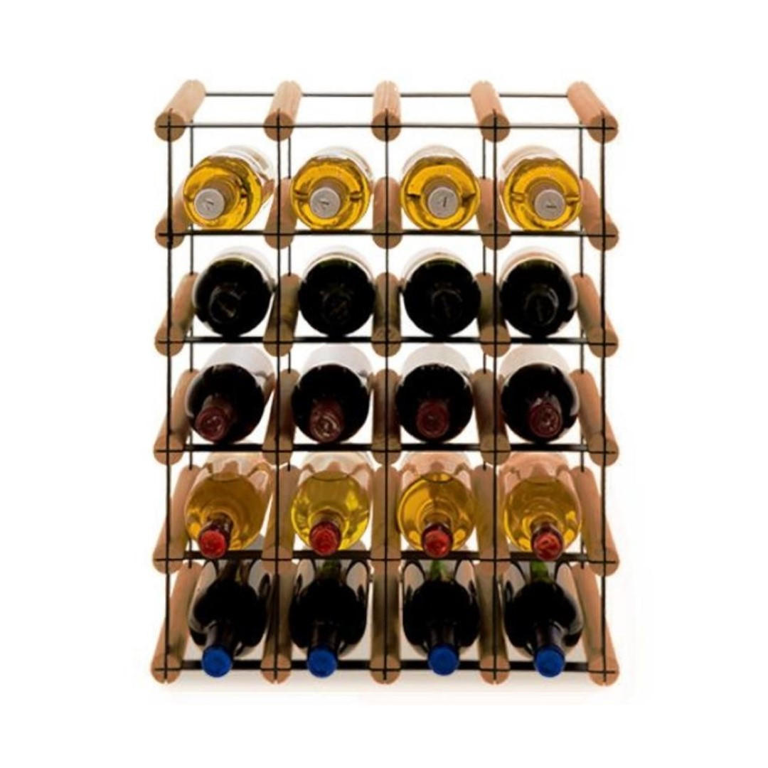 WEINREGAL Vinotega Mod Metal 52,5x42,5x24,5 cm 4x5 Flaschen Massives Kiefernholz Braun Geölt - Braun, Holz (42.5/52.5/24.5cm) - PROREGAL