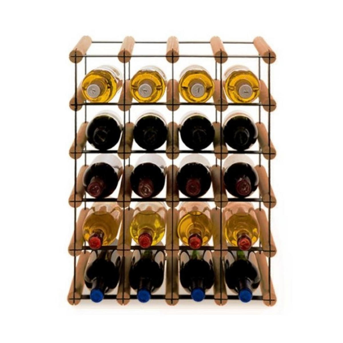 WEINREGAL Vinotega Mod Metal 52,5x42,5x24,5 cm 4x5 Flaschen Massives Kiefernholz Braun Geölt - Braun, Holz (42.5/52.5/24.5cm) - PROREGAL