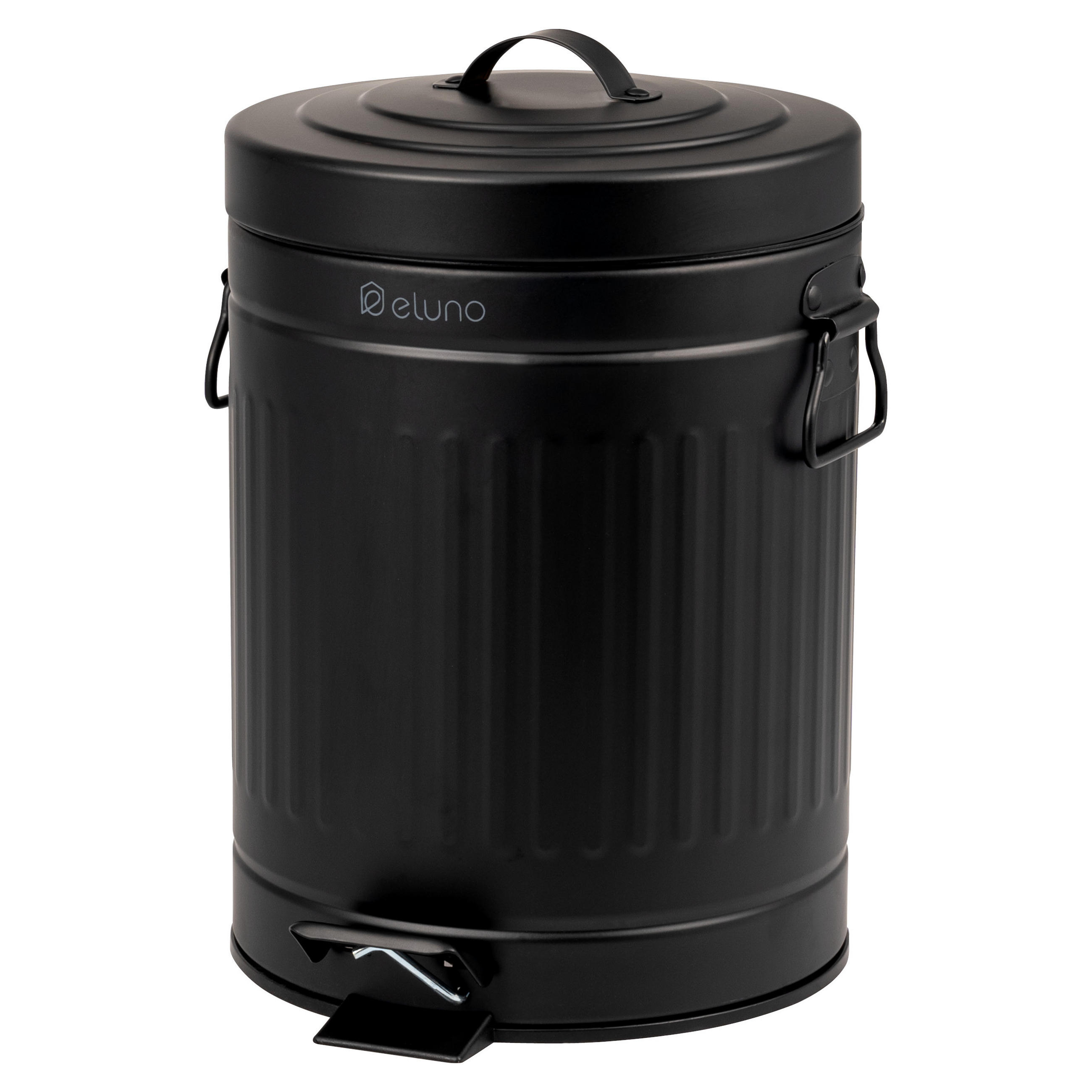 KOSMETIKEIMER Treteimer VINTAGE, 5 Liter, aus Metall, schwarz - Schwarz, Metall (21/30.5/21cm) - eluno