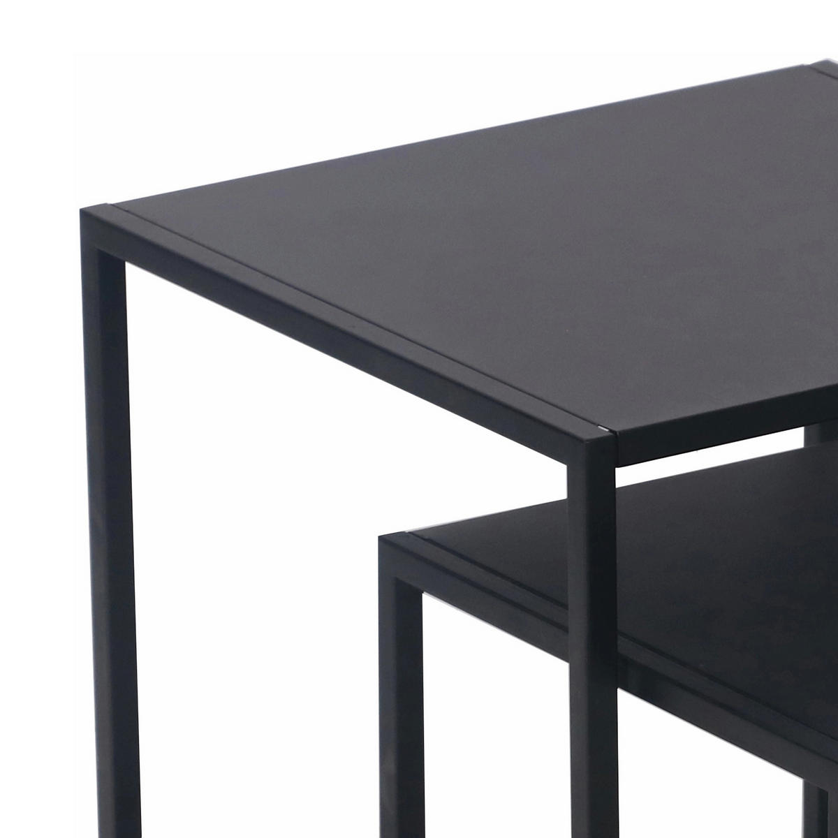 BEISTELLTISCH-SET 2 TLG. Vejen - Schwarz, Metall (40/40/49cm) - [en.casa]