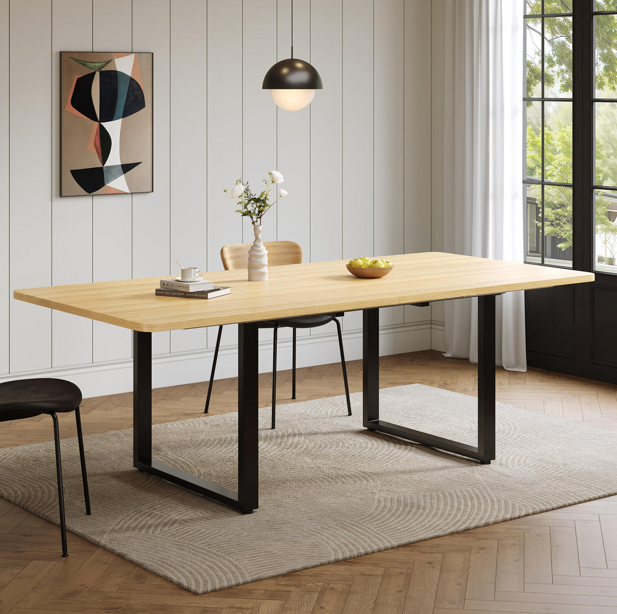JEDÁLENSKÝ stôl 140–180–220/80 cm dubový dekor rozkladací z MDF - farba duba, kompozitné drevo (220/90/75cm) - OKWISH