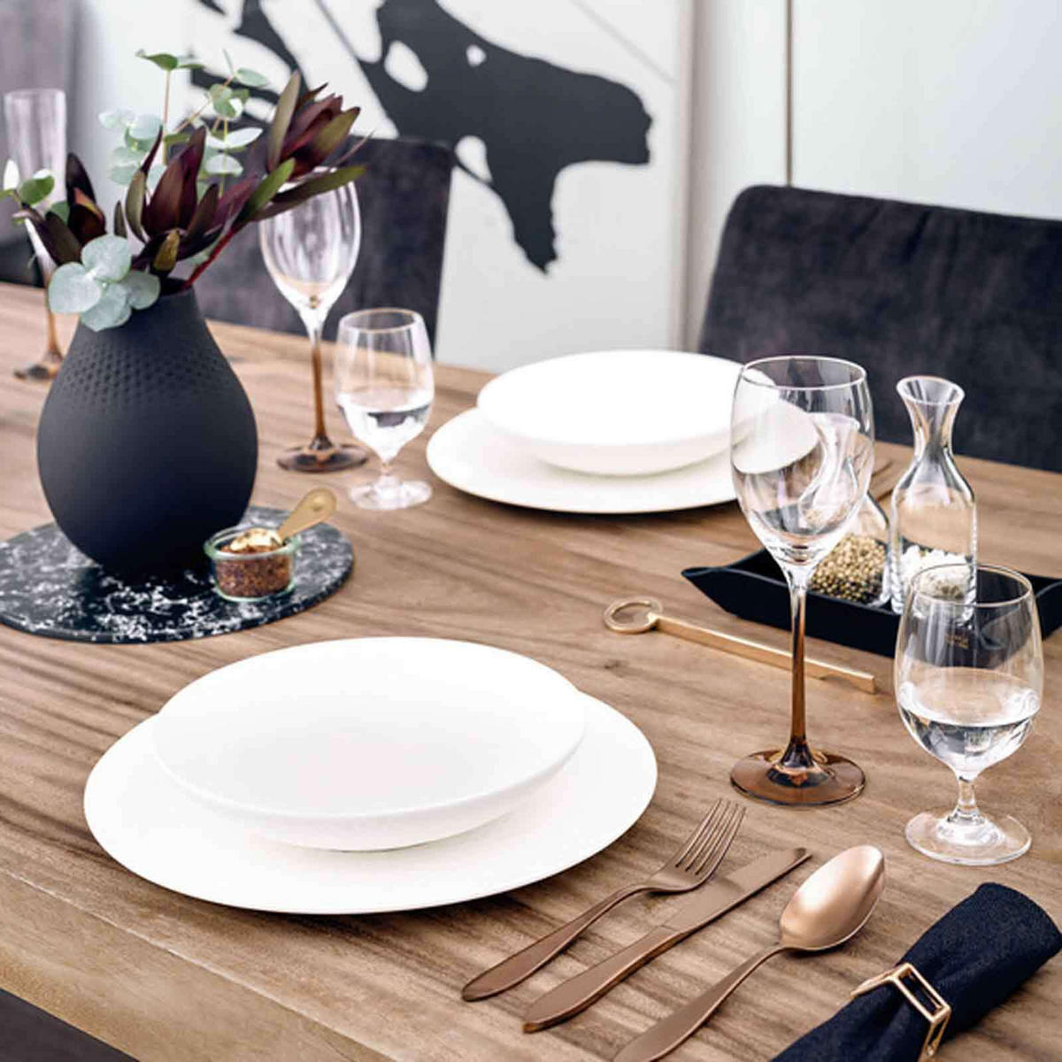 TAFELSERVICE Manufacture Rock Blanc weiß 12er Set - Weiß, Keramik (1/1/1cm) - Villeroy & Boch