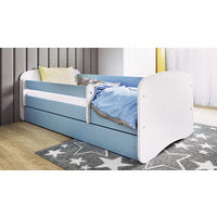 KINDERBETT ohne Motiv 80x160 cm mit Matratze, Schublade, Rausfallschutz & Lattenrost, Blau - Blau, Holzwerkstoff (80/160cm) - RAUMHIRSCH FURNITURE