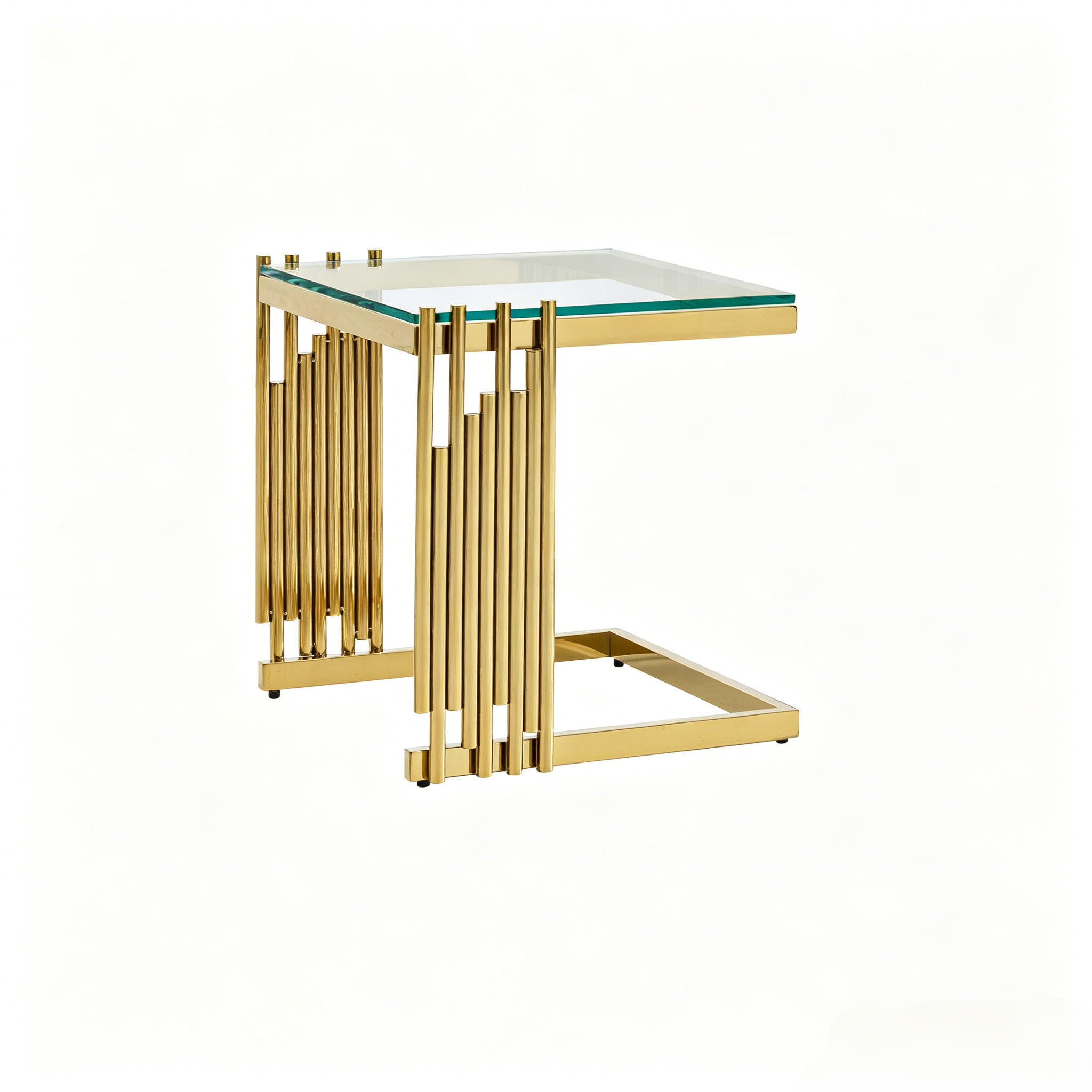 BEISTELLTISCH Gold-Transparent 32/32/37 cm - Goldfarben, Metall (32/32/37cm) - PANGIVO