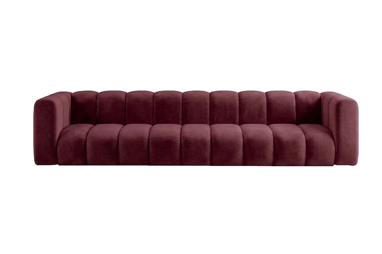 SOFA 5-Sitzer Modulares, Velvet-Stoff Riviera, Rotwein, GRAND - Dunkelrot, Holz (314/70/89cm) - Kaiser Möbel
