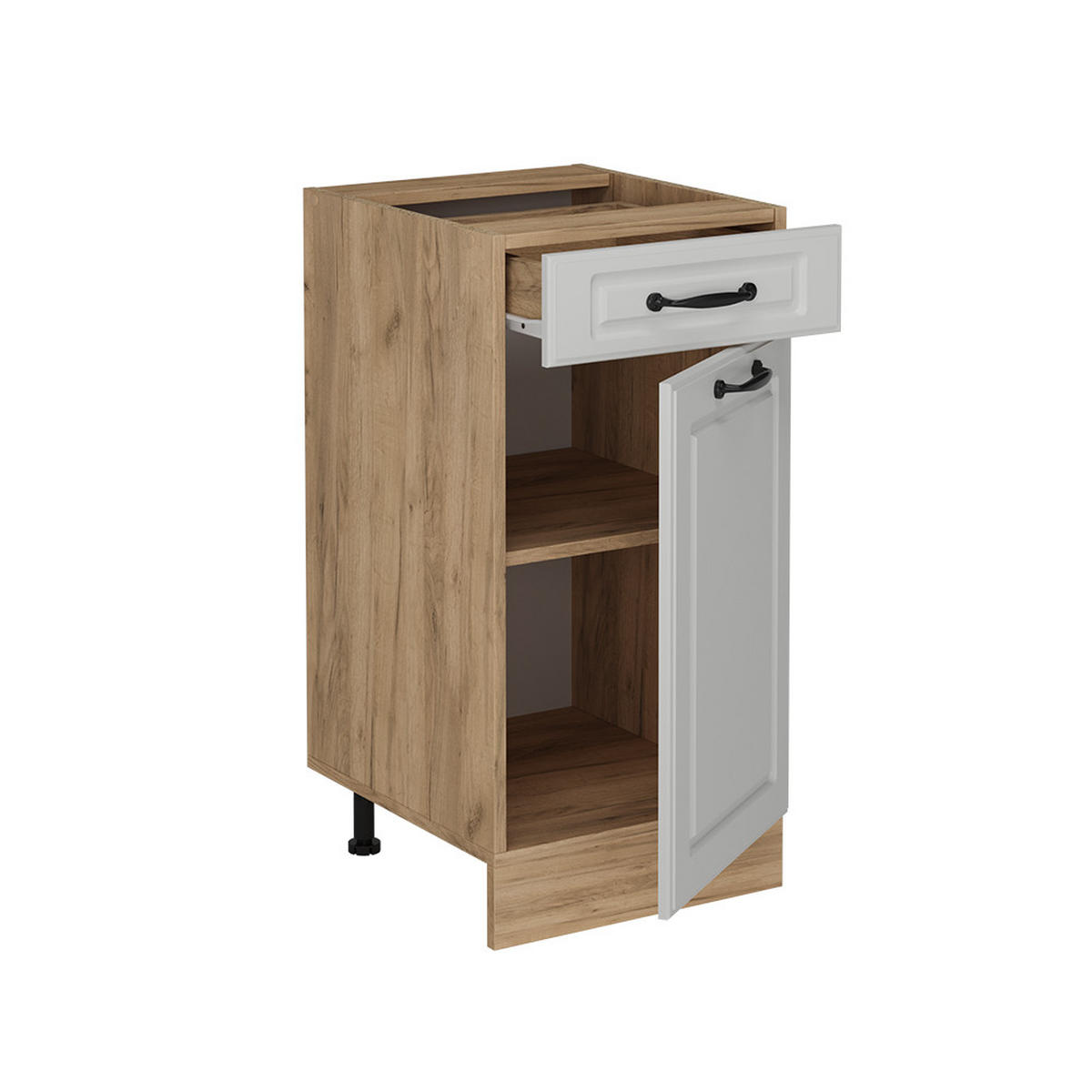 KÜCHENUNTERSCHRANK R-Line Weiß Landhaus 40 cm AP Marmor - Honigeiche/Eiche Wotan, Holzwerkstoff (40/81.6/60cm) - Vicco