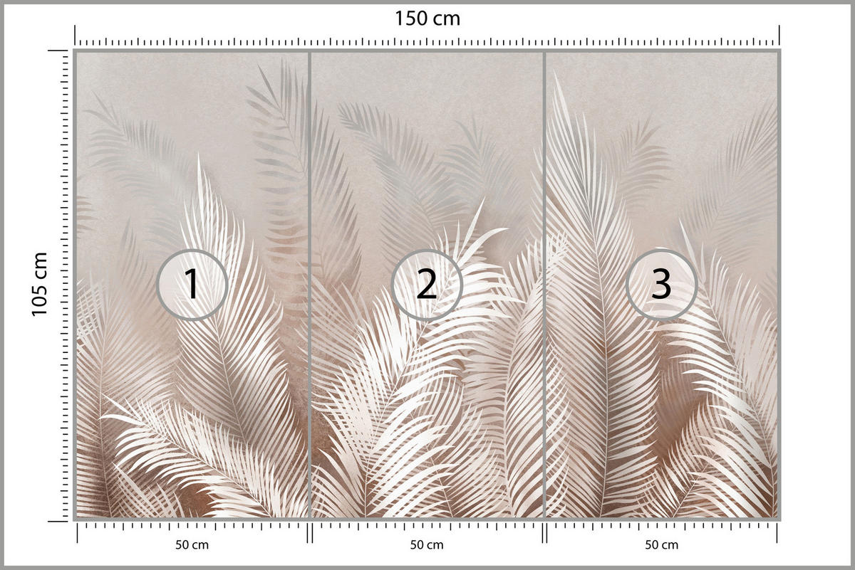 FOTOTAPETE Palmenblätter tropische Pflanzen 150x105cm - Beige/Braun, Papier (150/105cm) - Muralo