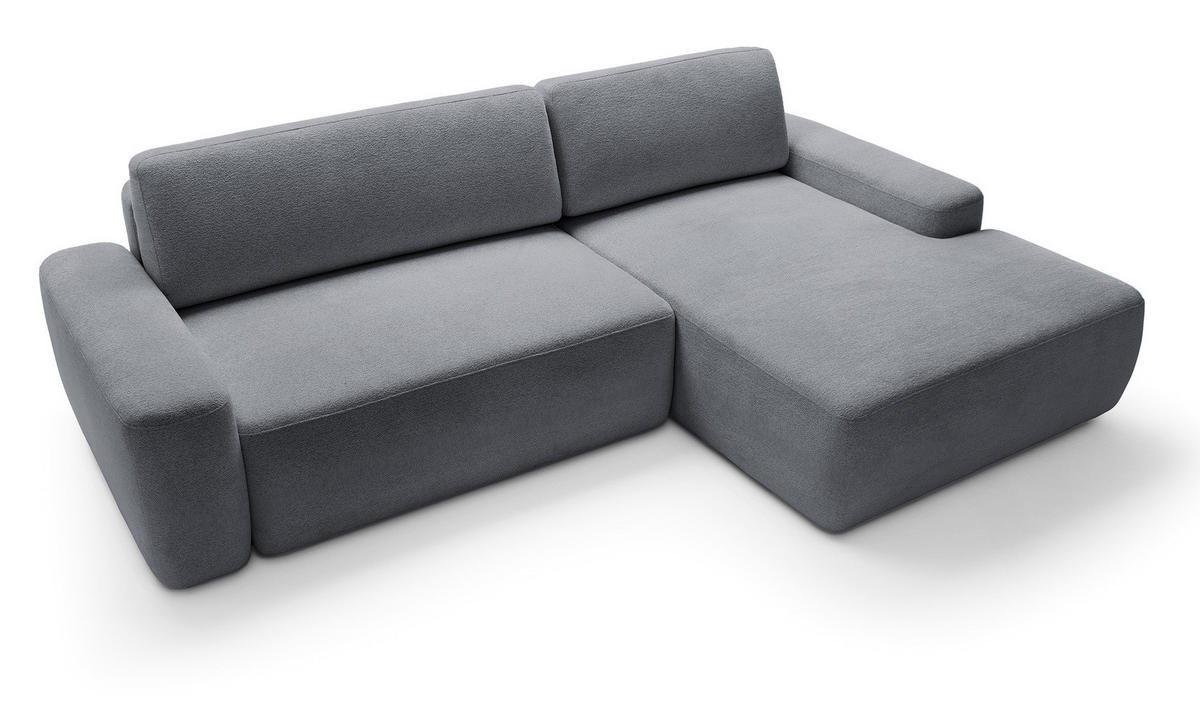 ECKCOUCH mit Schlaffunktion Orea M, 265 cm, Bettkasten, Rechts, Dunkelgrau - Dunkelgrau, Holz (162/264cm) - Emporius