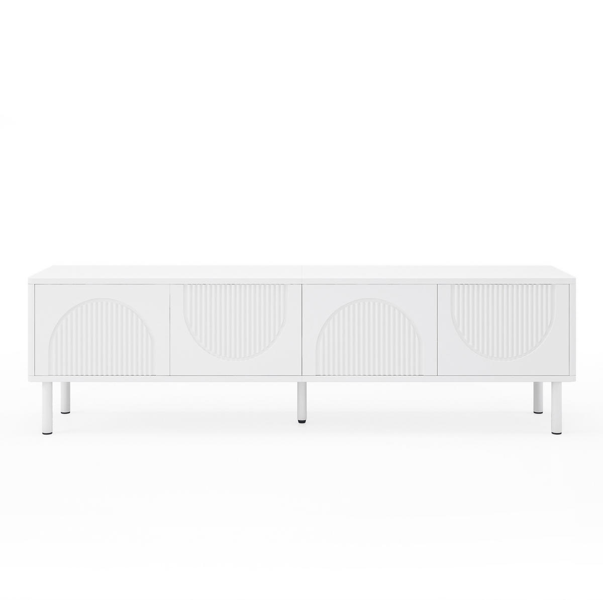 TV-LOWBOARD 180/40/52 cm weiß aus MDF und Spanplatte mit Kabelmanagement - Weiß, Holzwerkstoff (40/52/180cm) - OKWISH