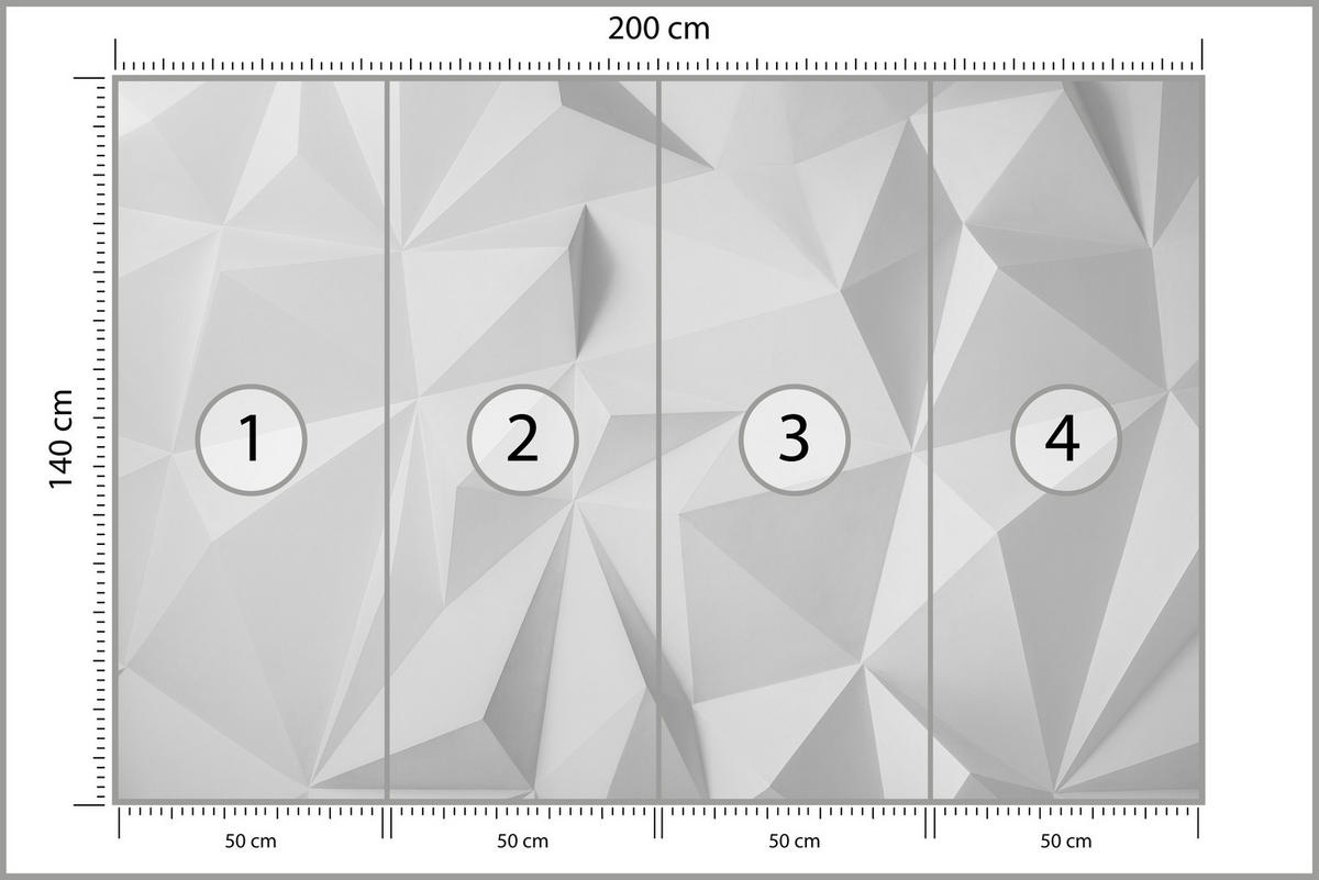 FOTOTAPETA Pre Kanceláriu Moderná Priestorová Abstrakcia Minimalizmus 200 x 140 cm - sivá/biela, papier (200/140cm) - Muralo