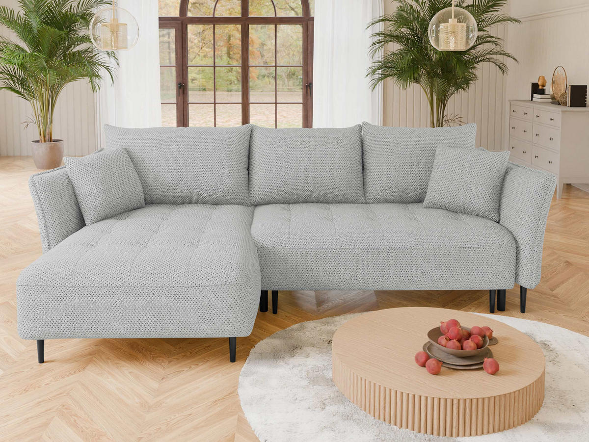 ECKSOFA Bari, Seite: Links - Schwarz/Grau, Holz/Textil (276/158cm) - MIRJAN24