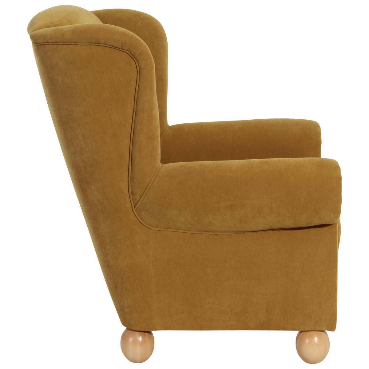 OHRENBACKENSESSEL Kasha Bezug Veloursstoff Buche natur / mais - Messingfarben/Buchefarben, Kunststoff (93/103/87cm) - 58aufmkessel