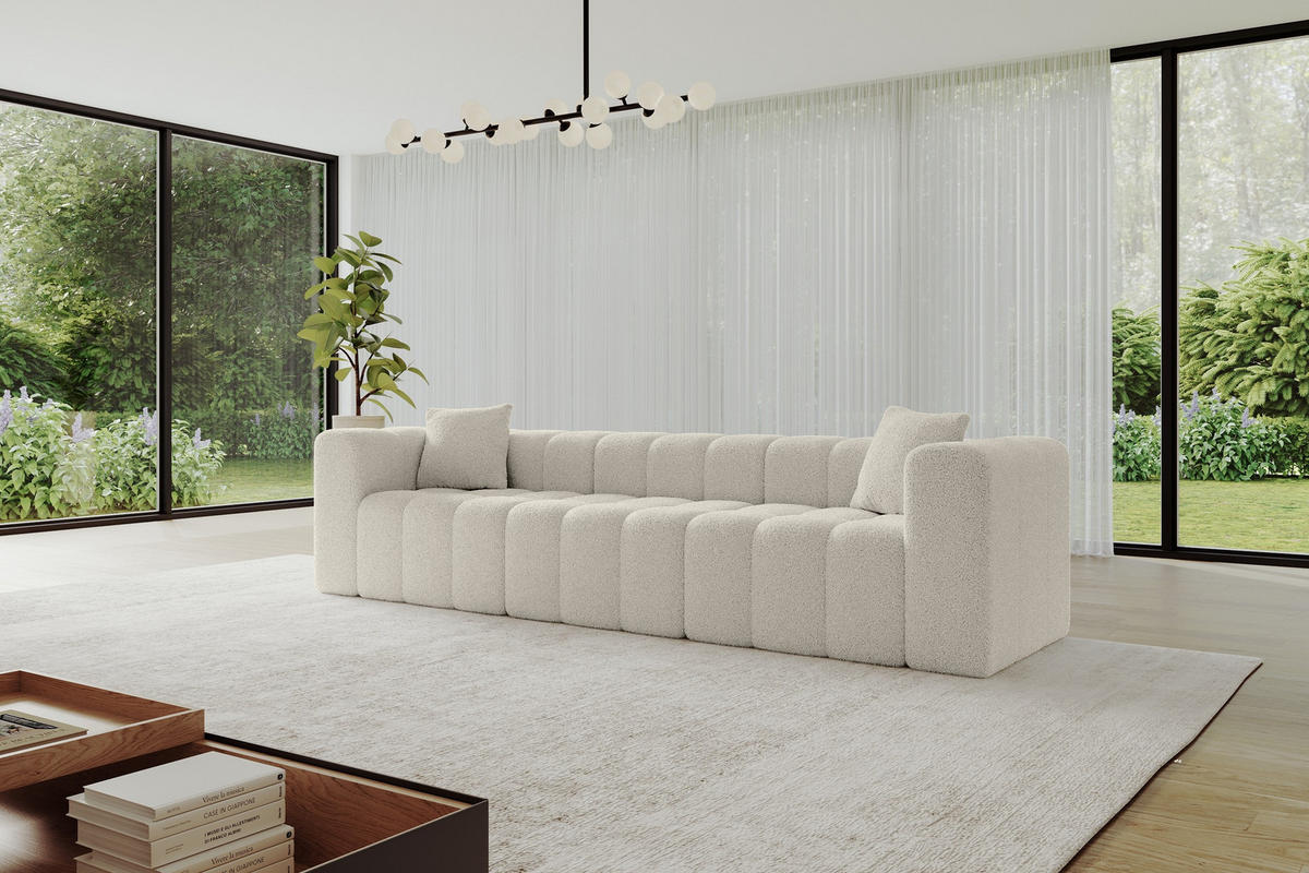 POHOVKA 3-MÍSTNÁ DONY-3 315x90x71 cm Béžová Buklé - černá/písková barva, kompozitní dřevo/textil (315/71/90cm) - ALTDECOR