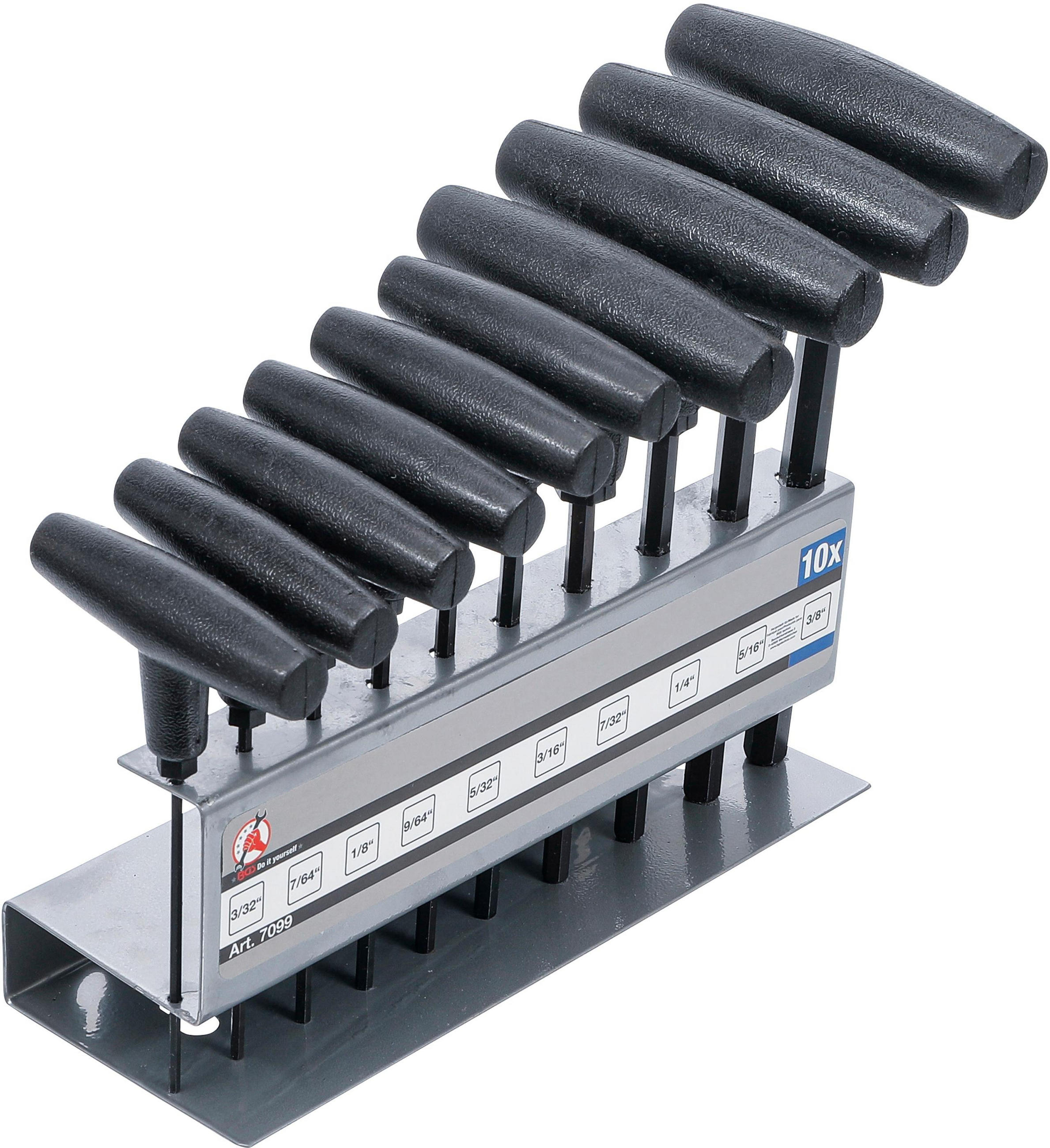 SCHRAUBENDREHER-SATZ MIT T-GRIFF | ZOLLMASSE | INNENSECHSKANT 3/32" - - Multicolor, Kunststoff/Metall (1/1cm) - BGS technic