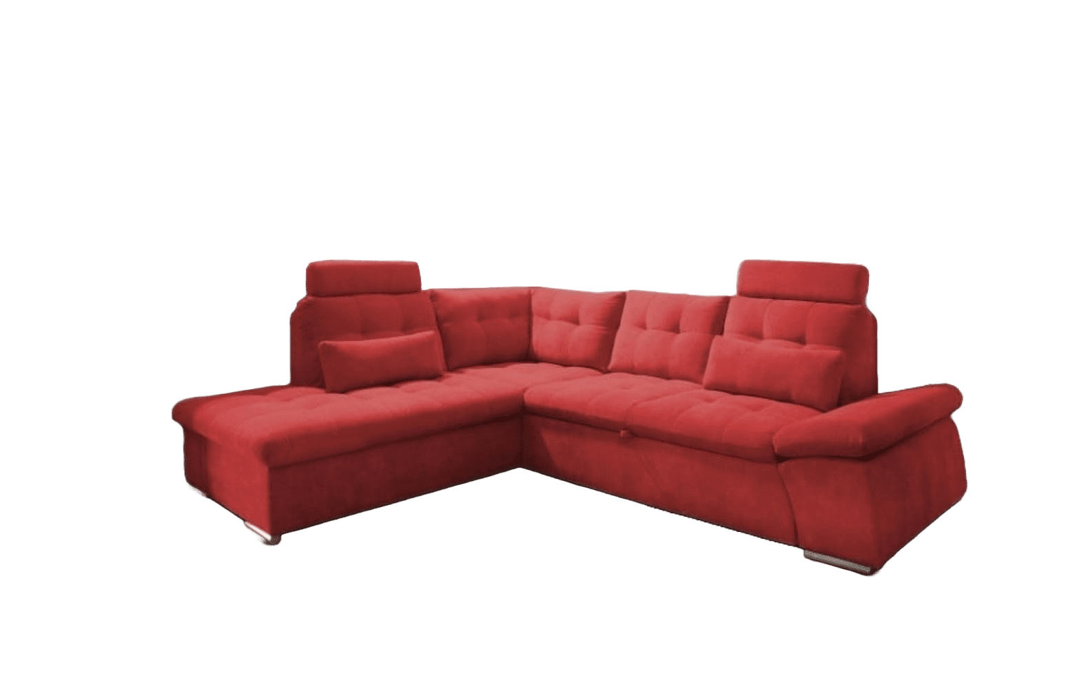 ECKSOFA mit Schlaffunktion, Bettkasten und verstellbarer Armlehne - Chromfarben/Rot, Textil (260/219cm) - ed exciting design
