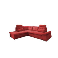 ECKSOFA mit Schlaffunktion, Bettkasten und verstellbarer Armlehne - Chromfarben/Rot, Textil (260/219cm) - ed exciting design