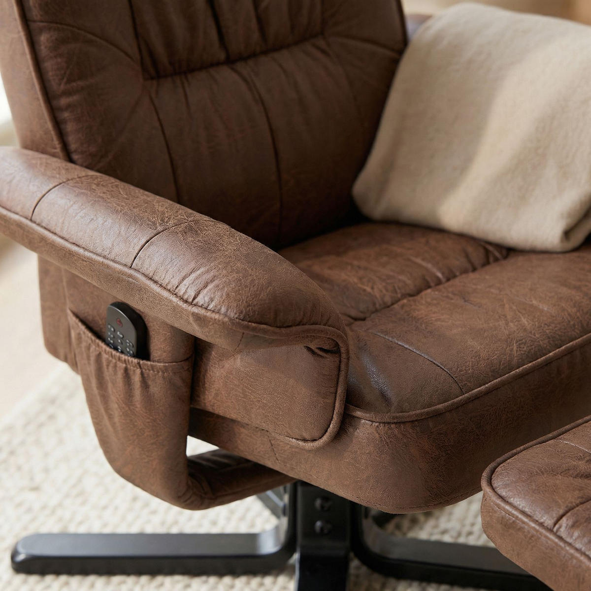 RELAXSESSELSET CHARLY - Dunkelbraun/Schwarz, Textil (76/87/61cm) - IDIMEX