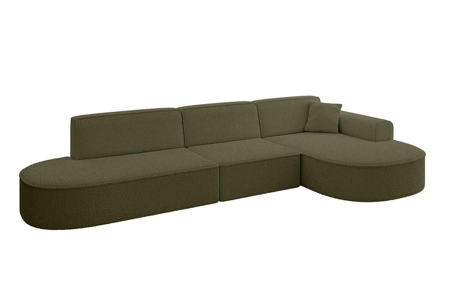ECKSOFA Ottomane Rechts MARI-L2 - 317x163x73,5 cm Grün Bouclé - Schwarz/Grün, Holzwerkstoff/Kunststoff (317/163cm) - ALTDECOR