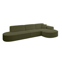 ECKSOFA Ottomane Rechts MARI-L2 - 317x163x73,5 cm Grün Bouclé - Schwarz/Grün, Holzwerkstoff/Kunststoff (317/163cm) - ALTDECOR