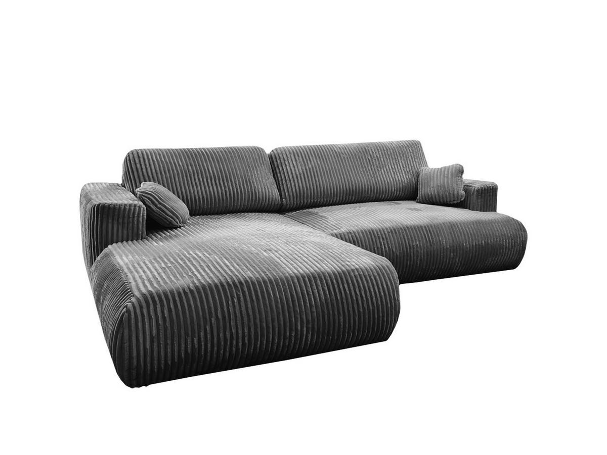 ECKSOFA Luna L links Grau aus Cord - Grau, Textil (271/195cm) - KS Home Concept