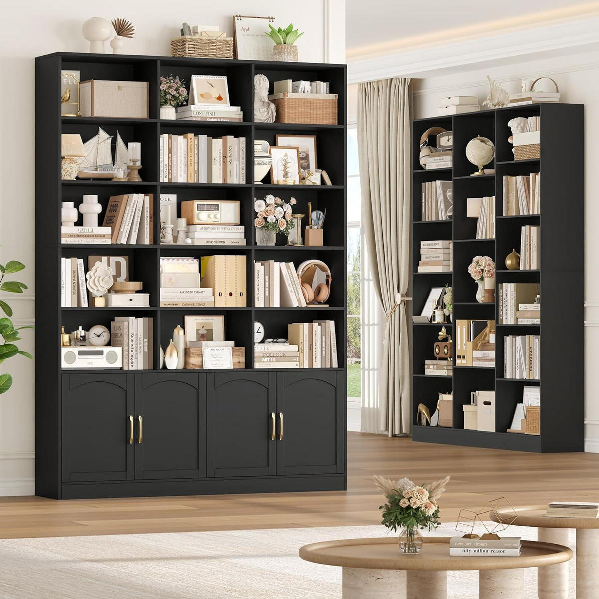 BÜCHERREGAL 209 cm schwarz - Schwarz, Holzwerkstoff (150/209/23.7cm)