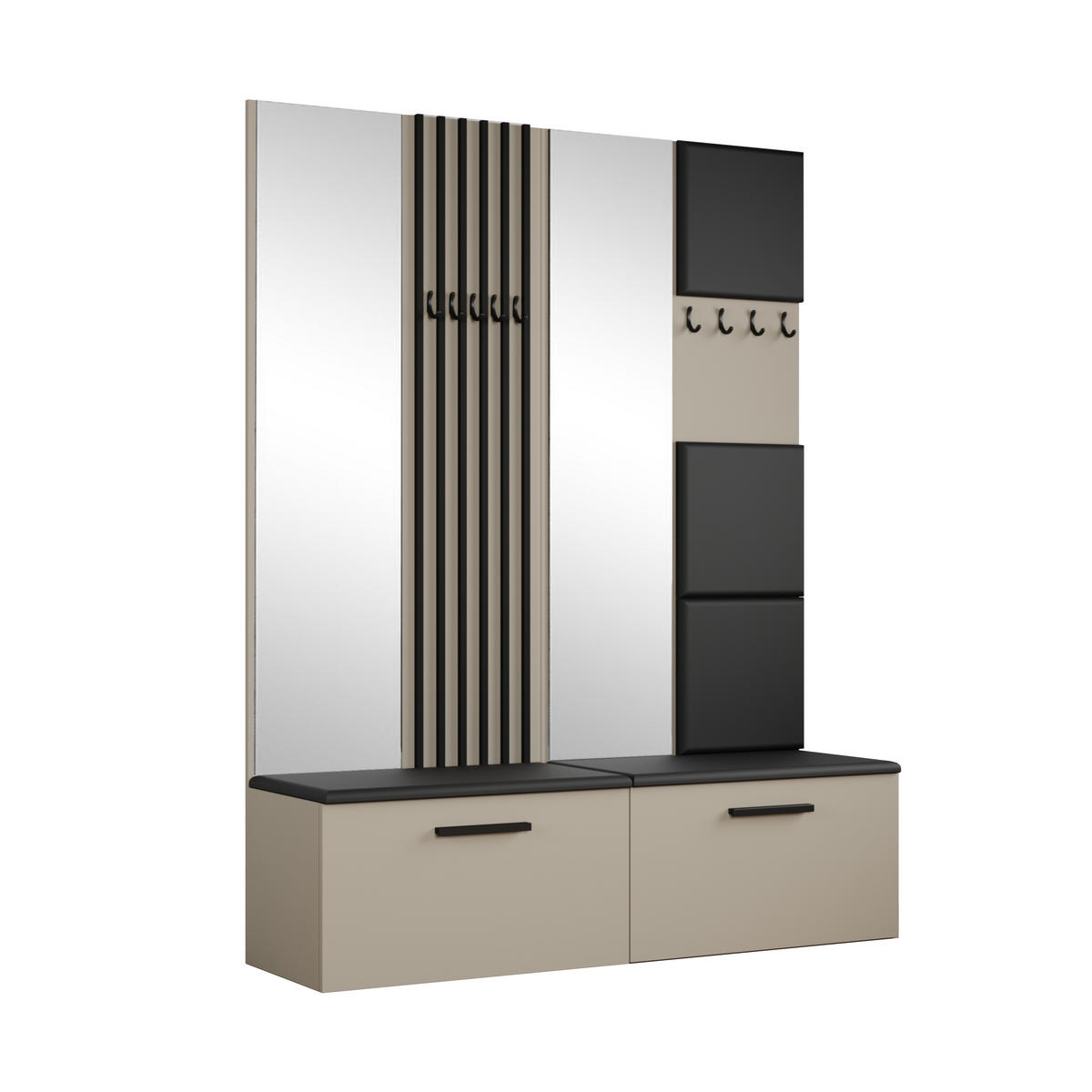 GARDEROBENSCHRANK Rosanno II Kaschmir 80,6/204/40 cm – Modern, mit Spiegel und Kleiderhaken - Beige, Holzwerkstoff/Kunststoff (80.7/204/40cm) - AX Living