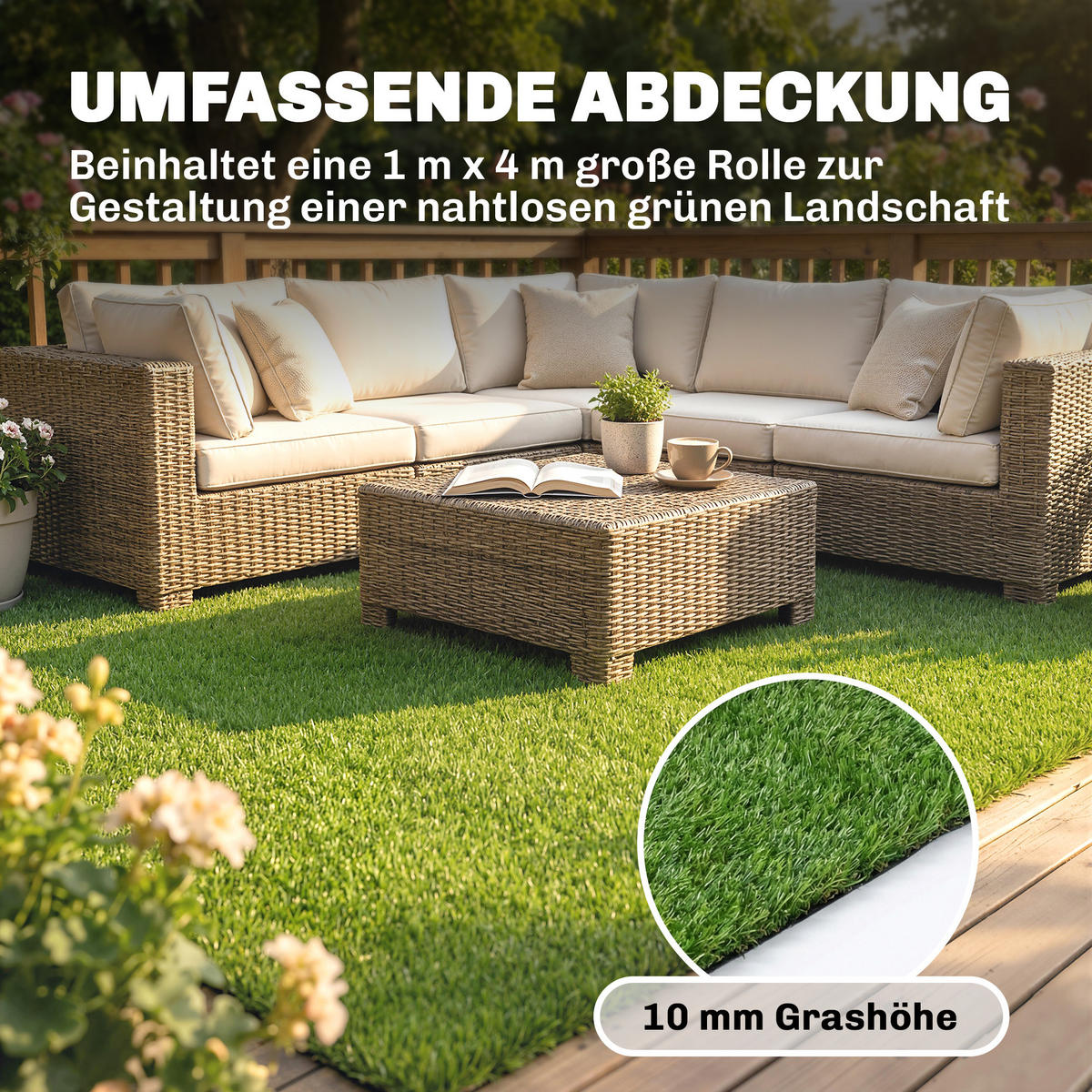 ROLOVANÝ trávník PP-BSF-styrol-butadien-latex zelený - zelená barva, plast/umělá hmota (400/100/2.5cm) - Outsunny