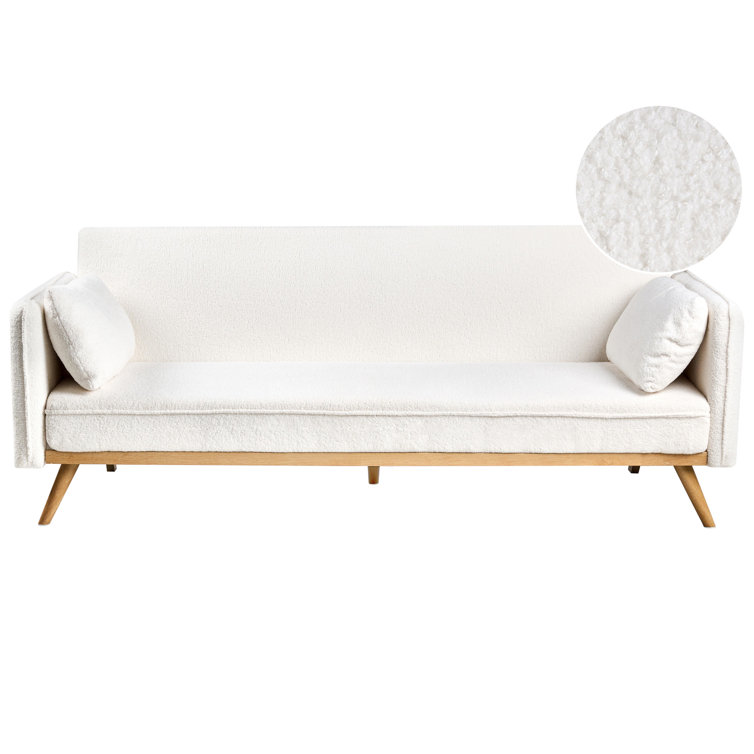 SCHLAFSOFA Bouclé Cremeweiß Asaa - Creme/Weiß, Textil (205/76/80cm) - Beliani