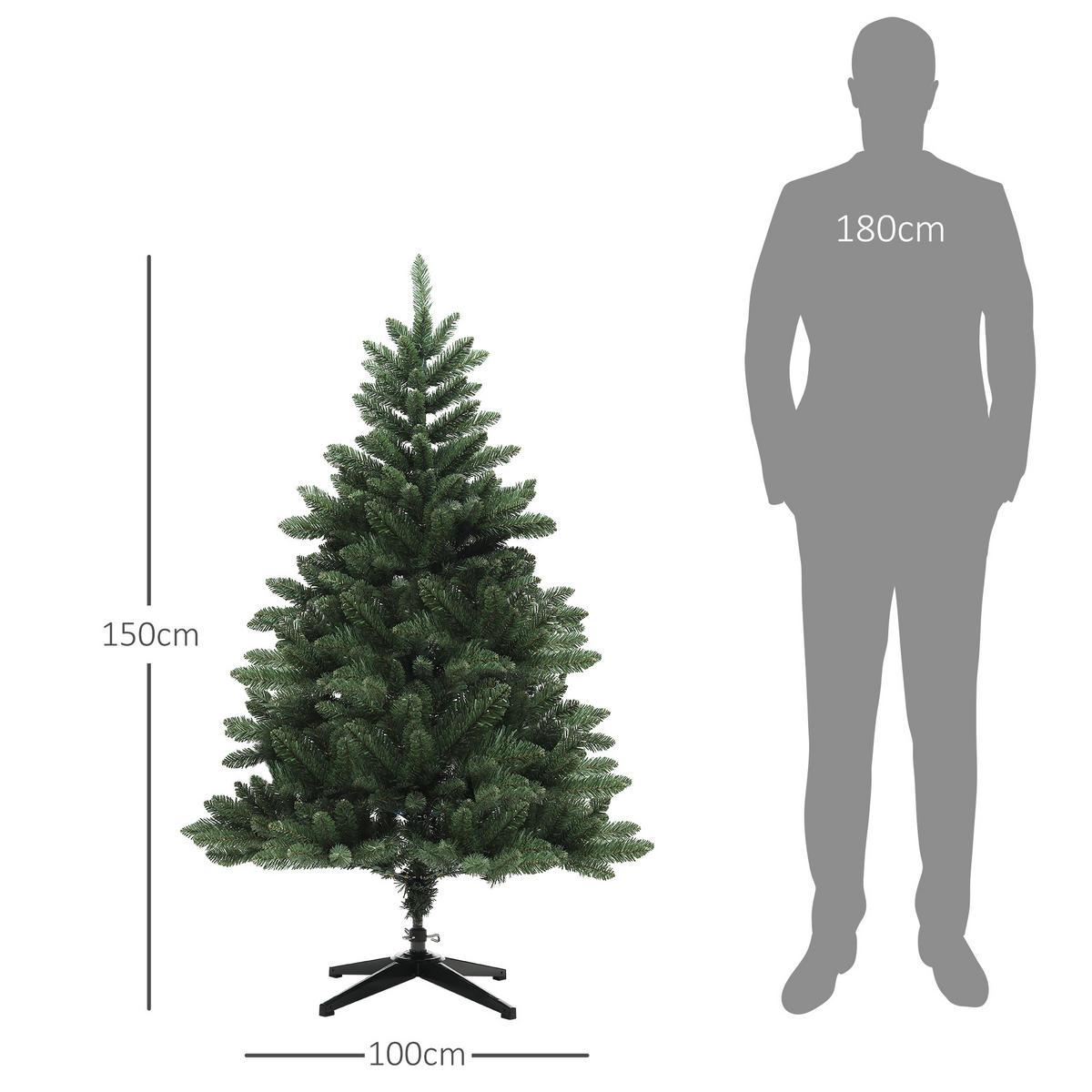 WEIHNACHTSBAUM 150 cm, Nordmanntanne, naturgetreu, Grün - Grün, Kunststoff (150cm) - HOMCOM