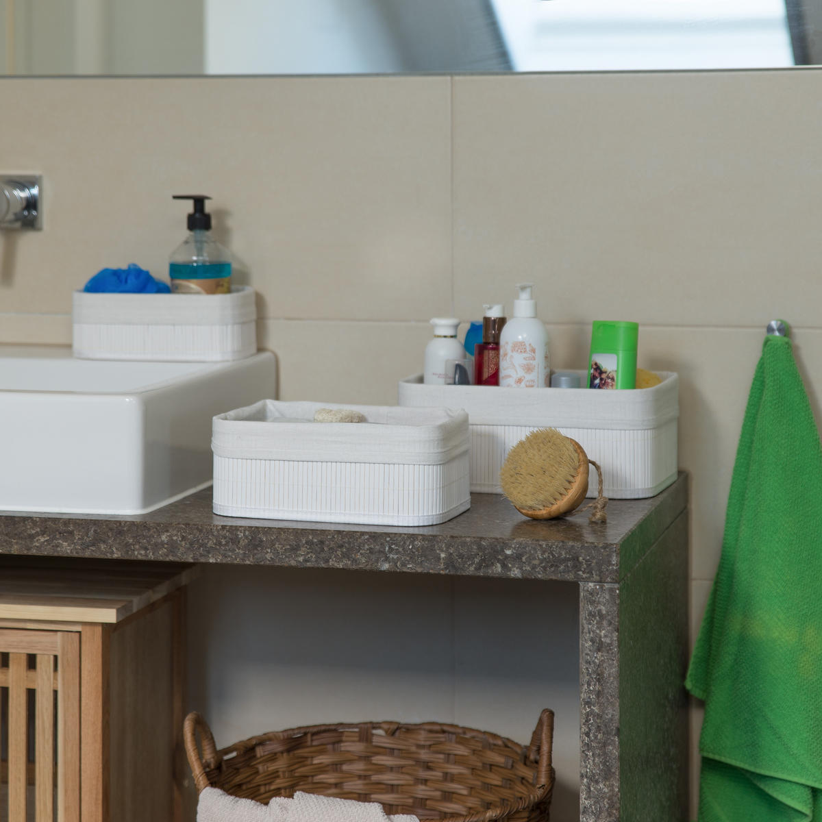 AUFBEWAHRUNGSKORB - Weiß, Holz/Holzwerkstoff (30/12.5/20cm) - Relaxdays