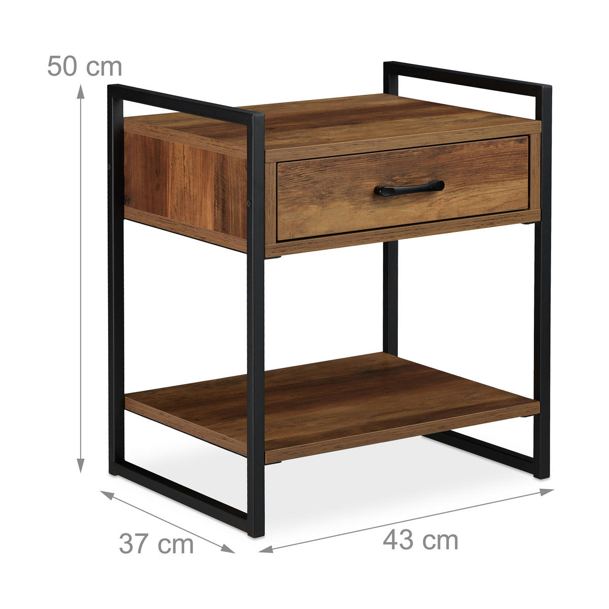 NACHTTISCH - Multicolor, Holzwerkstoff/Metall (37/43/50cm) - Relaxdays