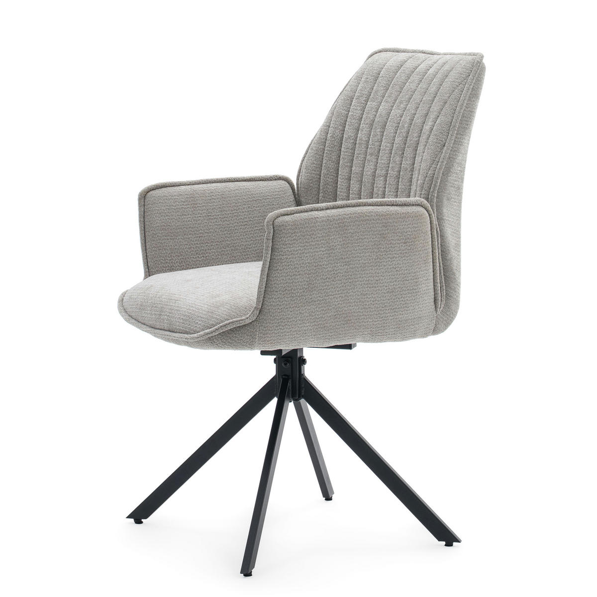 STUHL MERANO drehbar gepolsterter mit Steppung - hellgrau - Chenille - Hellgrau/Schwarz, Textil/Metall (58/90/61cm) - NEW HOME