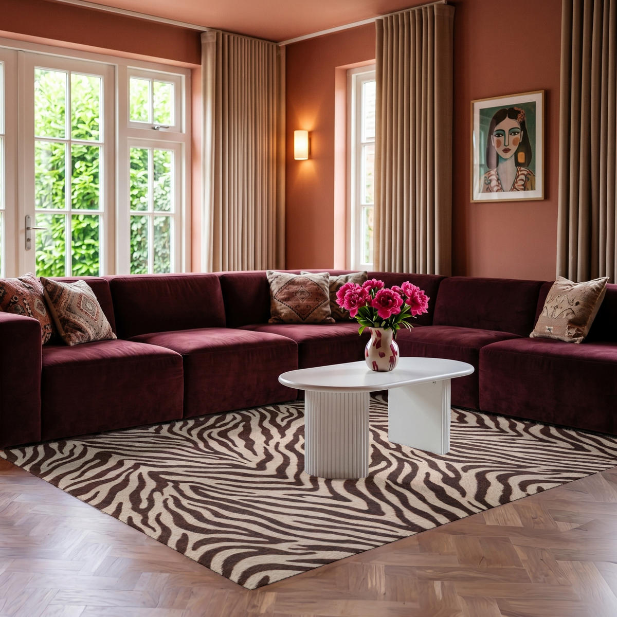 KOBERCE - Zebra - Pruhy - hnedá - 230x150 cm - čierna, textil/plast (230/0.4cm) - OnlyWow